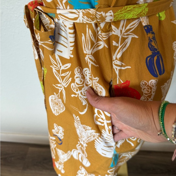 Anthropologie Maeve Toni Button Front Belted Tunic Dress Gold size Small - Picture 8 of 16